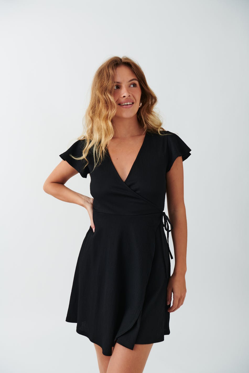 Black wrap dress on sale